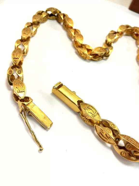 SOLIDNY ŁAŃCUCH POZŁACANY SPLOT CARTIER P.925 DŁ.61CM