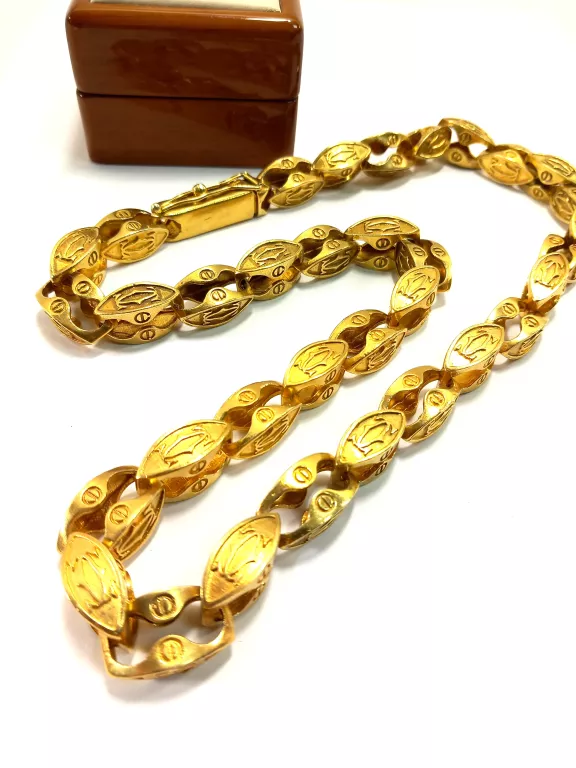SOLIDNY ŁAŃCUCH POZŁACANY SPLOT CARTIER P.925 DŁ.61CM