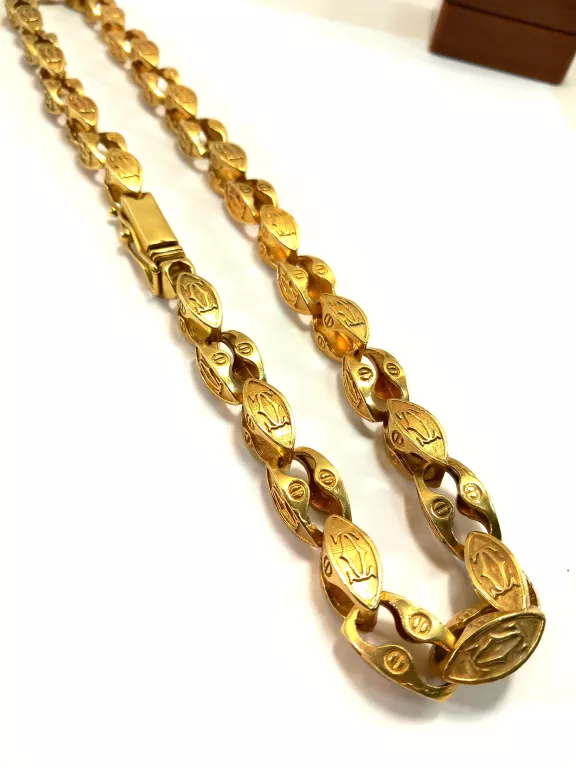 SOLIDNY ŁAŃCUCH POZŁACANY SPLOT CARTIER P.925 DŁ.61CM