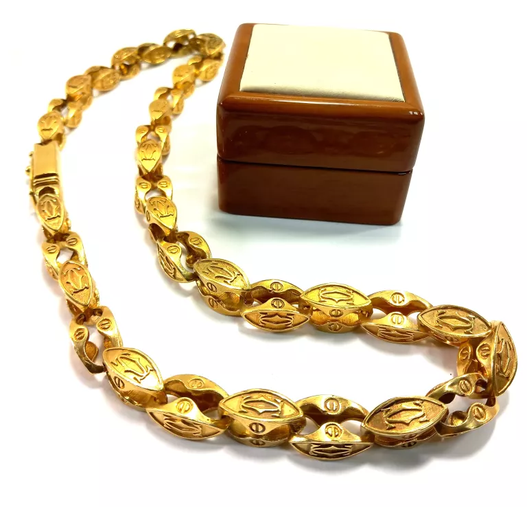SOLIDNY ŁAŃCUCH POZŁACANY SPLOT CARTIER P.925 DŁ.61CM