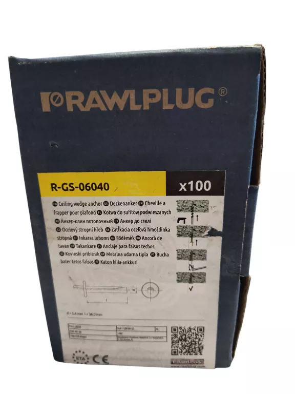 R-GS-06040 100SZTUKA KOTWA DO SUFITÓW PODWIESZANYCH 6X40 MM