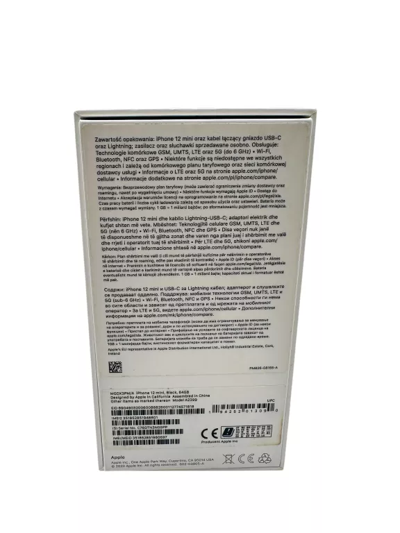 TELEFON SMARTFON APPLE IPHONE 12 MINI 4 GB / 64 GB 5G CZARNY