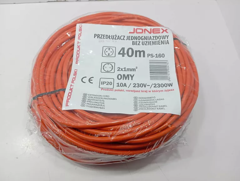 JONEX PRZEDŁUŻACZ 1 GNIAZDO 2P 40 M POMARAŃCZOWY