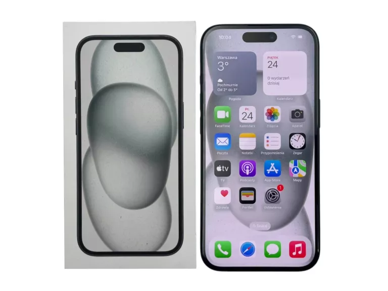 TELEFON APPLE IPHONE 15 5G 6/128GB 6,1'' BAT. 100% CZARNY