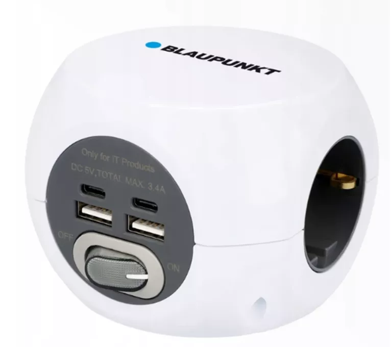 BLAUPUNKT KOSTKA GNIAZDOWA 3-KROTNA, 2 × USB A + 2 × USB C, 1,4 M