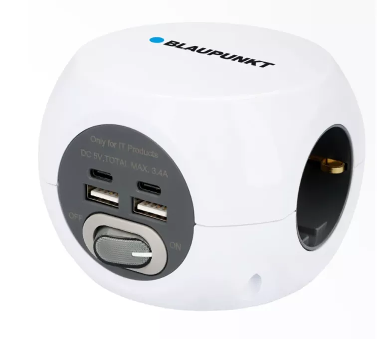 BLAUPUNKT KOSTKA GNIAZDOWA 3-KROTNA, 2 × USB A + 2 × USB C, 1,4 M