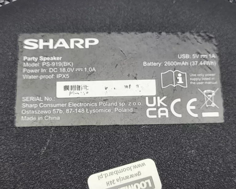 GŁOŚNIK SHARP PS-919