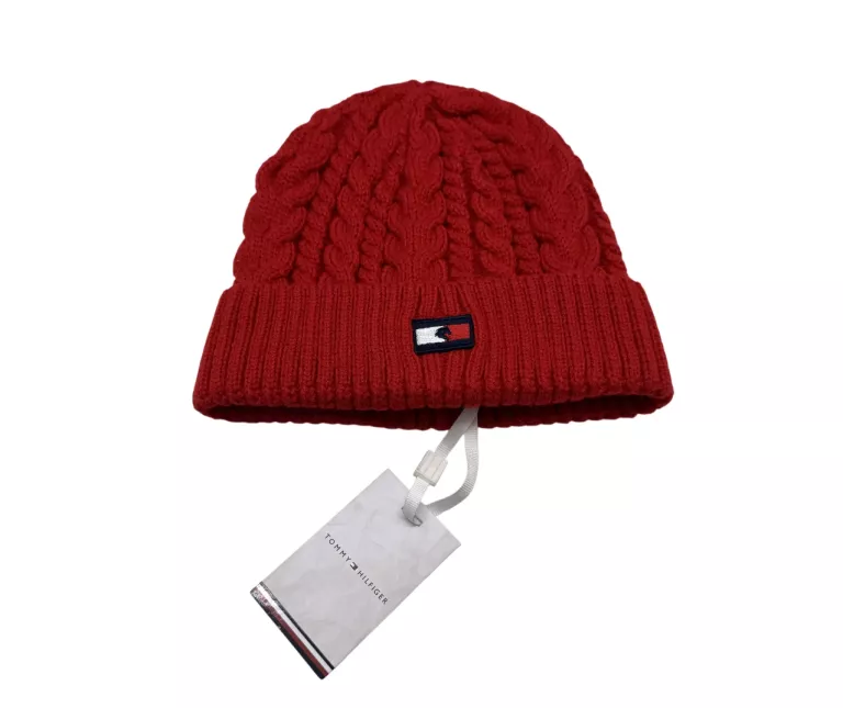 TOMMY HILFIGER CZAPKA DZIANINOWA EQUESTRIAN CZERWONA UNISEX