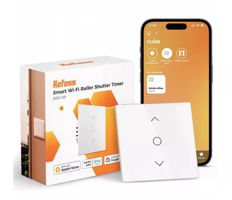 INTELIGENTNY PRZEŁĄCZNIK ROLET SZKLANY REFOSS RRS100 WI-FI APPLE HOMEKIT