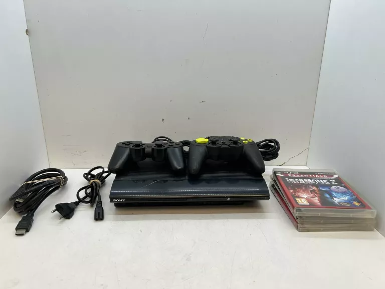 KONSOLA PS3 CECH-4004A 12GB + KABEL ZASILAJĄCY+KABEL HDMI+3 GRY+ 2X PADY