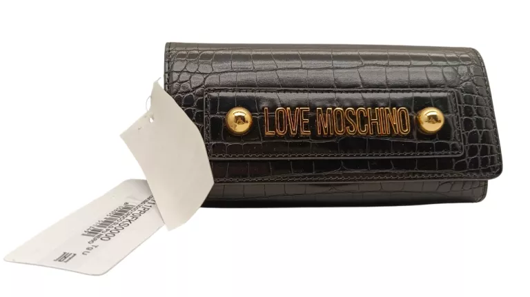 LOVE MOSCHINO PORTFEL Z EFEKTEM SKÓRY KROKODYLA JC5711PP0FKS0000 BLACK