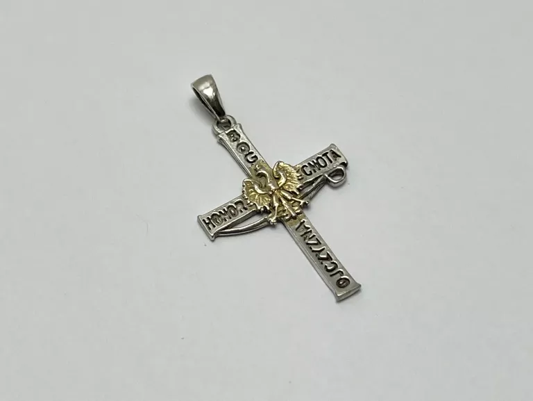 SREBRNY KRZYŻYK Z ORŁEM BÓG HONOR OJCZYZNA PR.925 2,64G