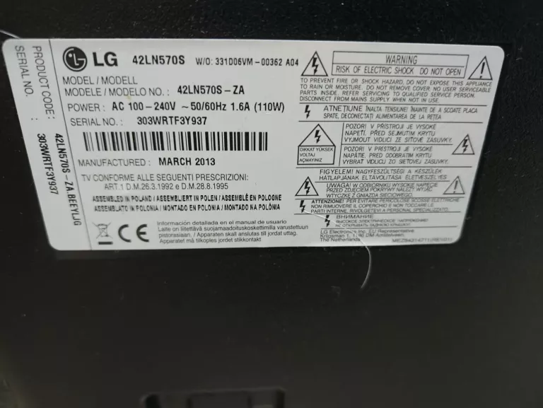 TELEWIZOR LG 42LN570S 42" PILOT