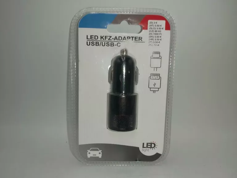 WTYCZKA LED USB - USB TYP C ADAPTER SAMOCHODOWY ŁADOWARKA