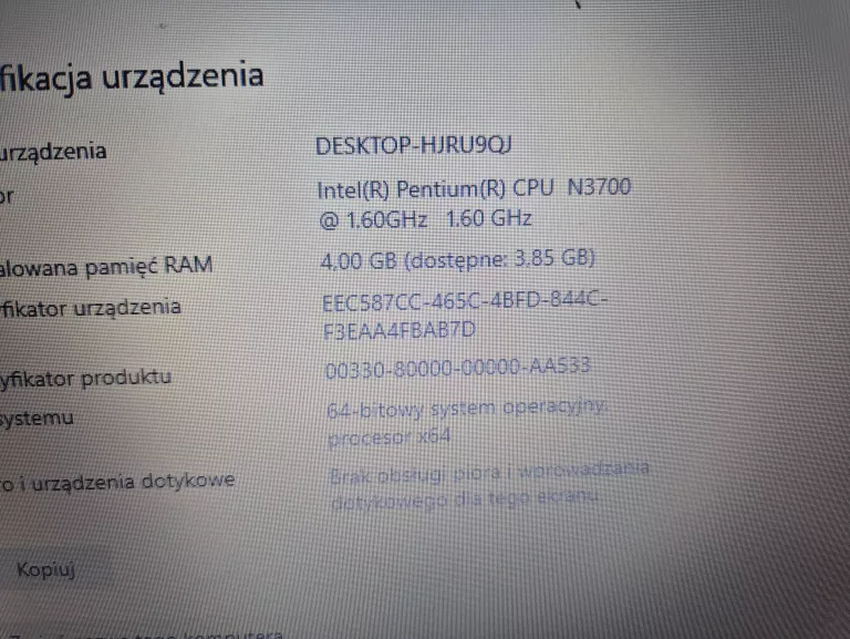 LAPTOP HP 250 G4 INTEL PENTIUM N3700 4GB / 500 GB