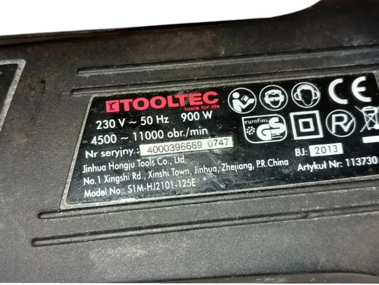 SZLIFIERKA KĄTOWA TOOLTEC 900W