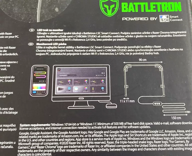 TAŚMA MONITOR LED STRIP 90CM BATTLETRON RAZER CHROMA RGB APP SMART CONNECT