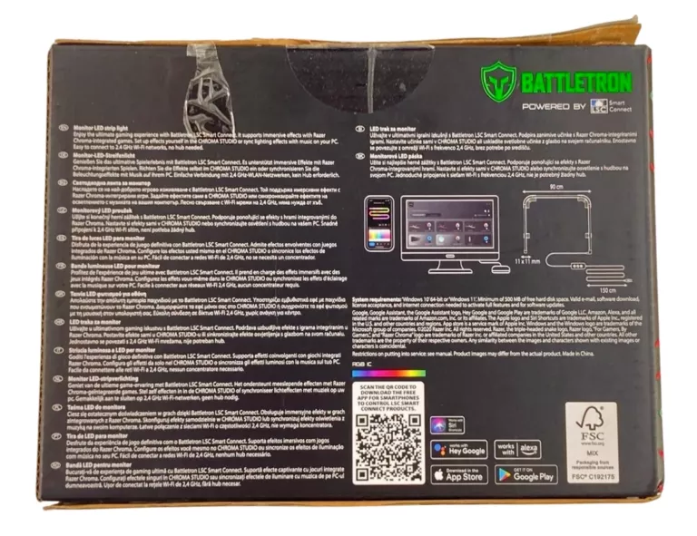 TAŚMA MONITOR LED STRIP 90CM BATTLETRON RAZER CHROMA RGB APP SMART CONNECT