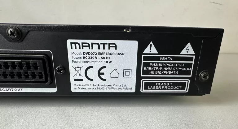 ODTWARZACZ DVD MANTA DVD072 EMPEROR BASIC PILOT HDMI