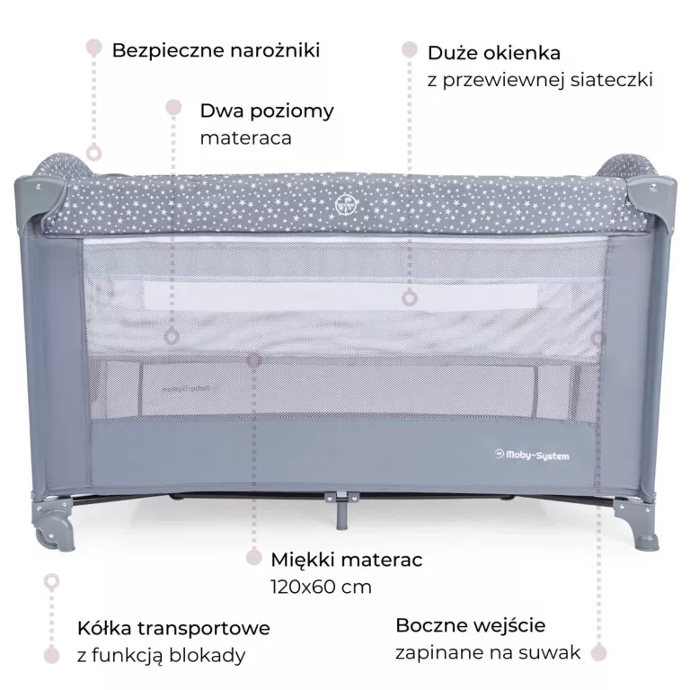 ŁÓŻECZKO TURYSTYCZNE 2 POZIOMY Z PRZEWIJAKIEM HAPPY TRAVELLER BASIC PLUS