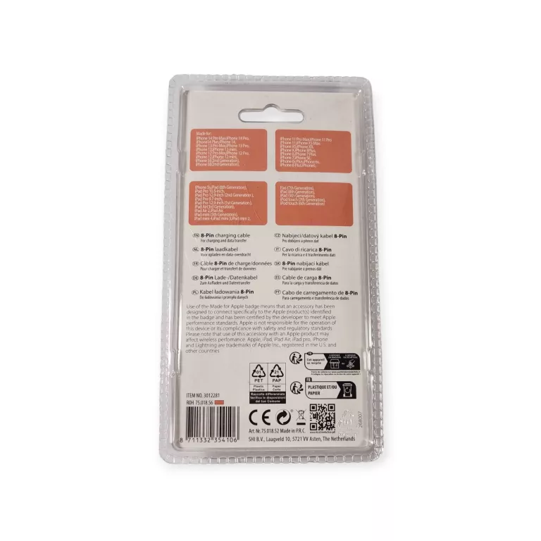 KABEL DO IPHONE 8-PIN CABLE PROLOGIC 1,5M RÓŻOWY