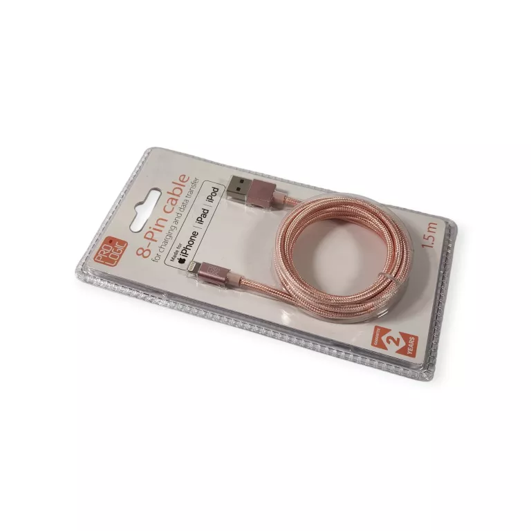 KABEL DO IPHONE 8-PIN CABLE PROLOGIC 1,5M RÓŻOWY