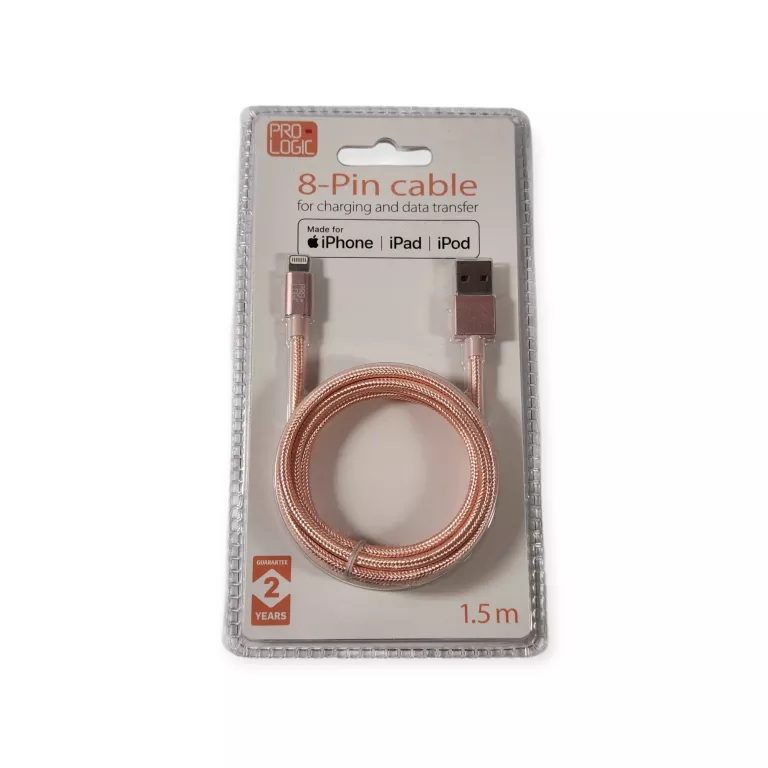 KABEL DO IPHONE 8-PIN CABLE PROLOGIC 1,5M RÓŻOWY