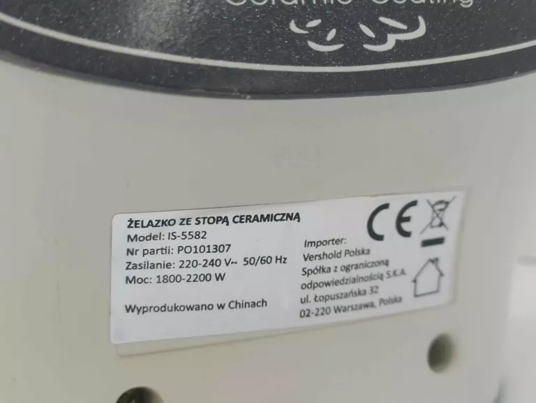 ŻELAZKO VERSHOLD IS-5582 ZE STOPĄ CERAMICZNĄ
