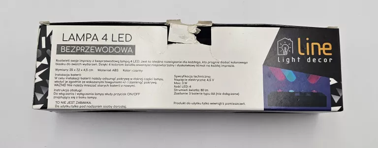 LAMPA 4 LED BEZPRZEWODOWA LINE LIGHT DECOR