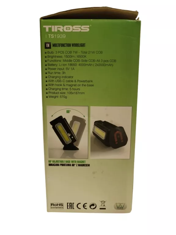 WIELOFUNKCYJNA LAMPA ROBOCZA 21W 1500LM (TS1939)/PUD
