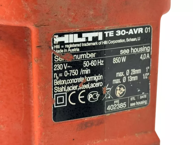 MŁOTOWIERTARKA HILTI TE 30-AVR 800W 3,6J SDS PLUS