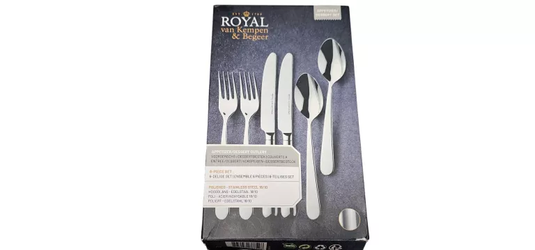 KOMPLET SZTUĆCÓW ROYAL VAN KEMPEN & BEGEER WYSOKI POŁYSK MIRROR 6 EL.