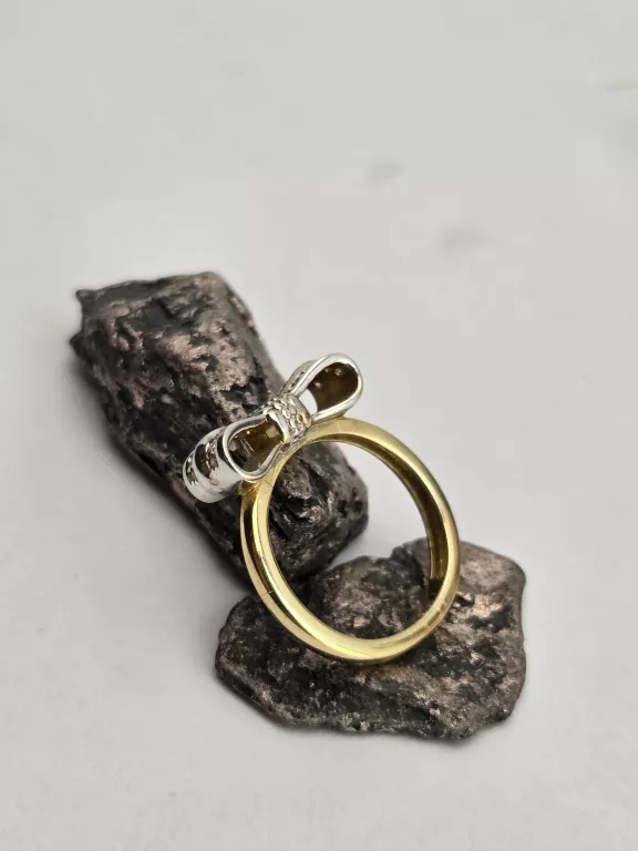 PIĘKNY ZŁOTY PIERŚCIONEK KOKARDKA KOKARDA 585 ROZMIAR 12