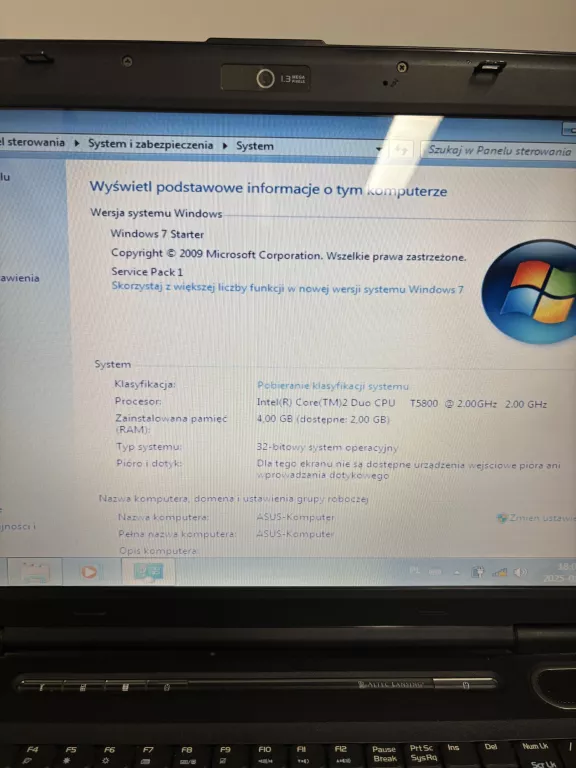 LAPTOP ASUS X71V 4GB/320 GB WIN 7 BRAK ZASILACZA