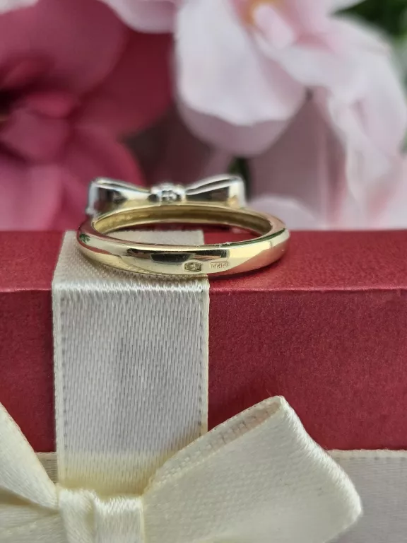 PIĘKNY ZŁOTY PIERŚCIONEK KOKARDKA KOKARDA 585 ROZMIAR 12