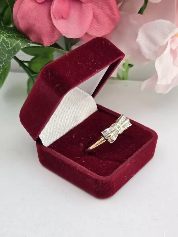 PIĘKNY ZŁOTY PIERŚCIONEK KOKARDKA KOKARDA 585 ROZMIAR 12