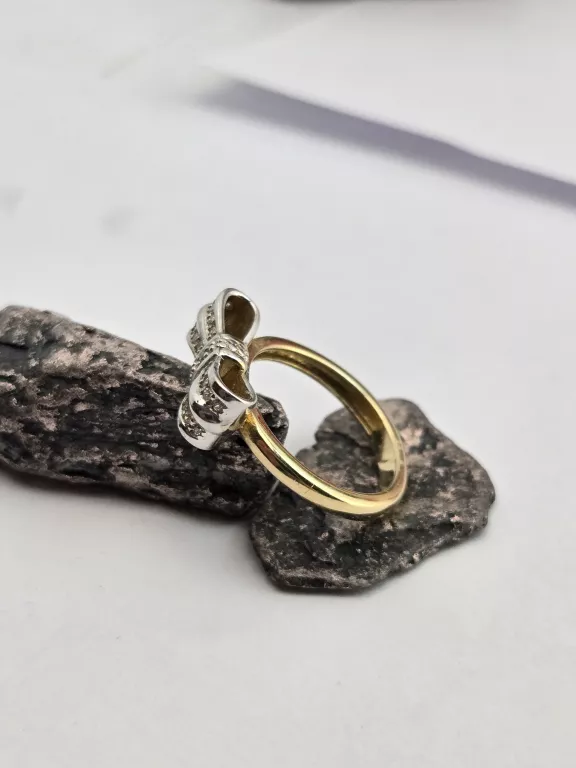 PIĘKNY ZŁOTY PIERŚCIONEK KOKARDKA KOKARDA 585 ROZMIAR 12