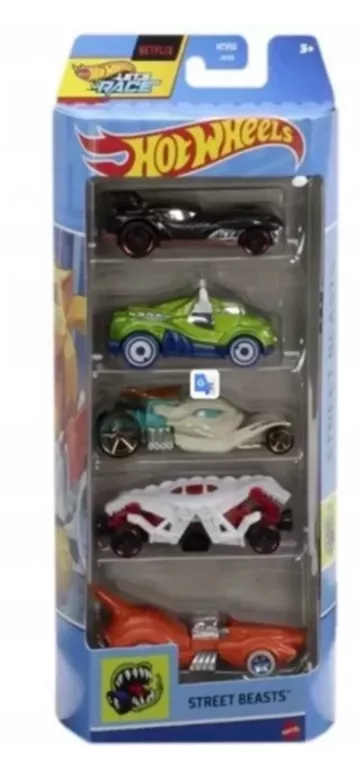 HOT WHEELS PIĘCIOPAK 5-PAK STREET BEASTS AUTA AUTKA HTV55