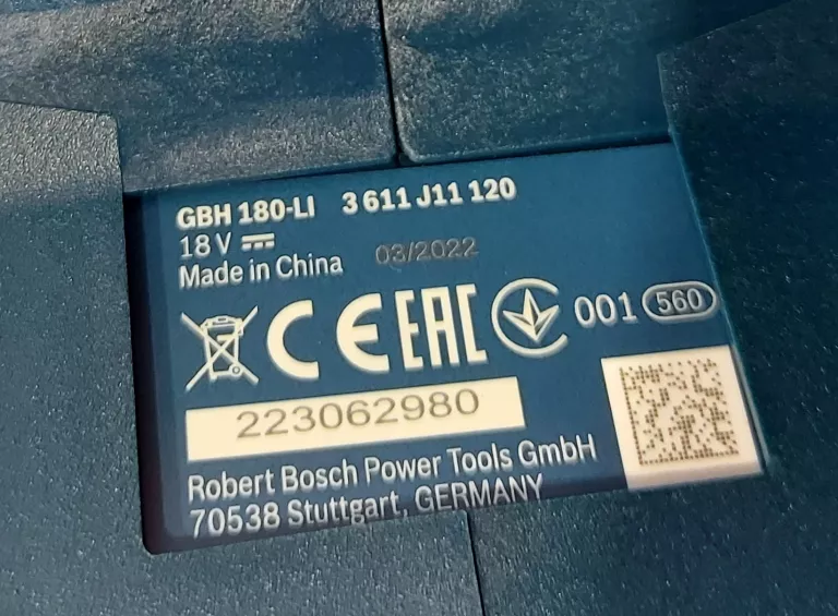 MŁOT UDAROWY BOSCH OBROTOWY AKUMULATOROWY SDS+ GBH 180-LI 2*4.0AH