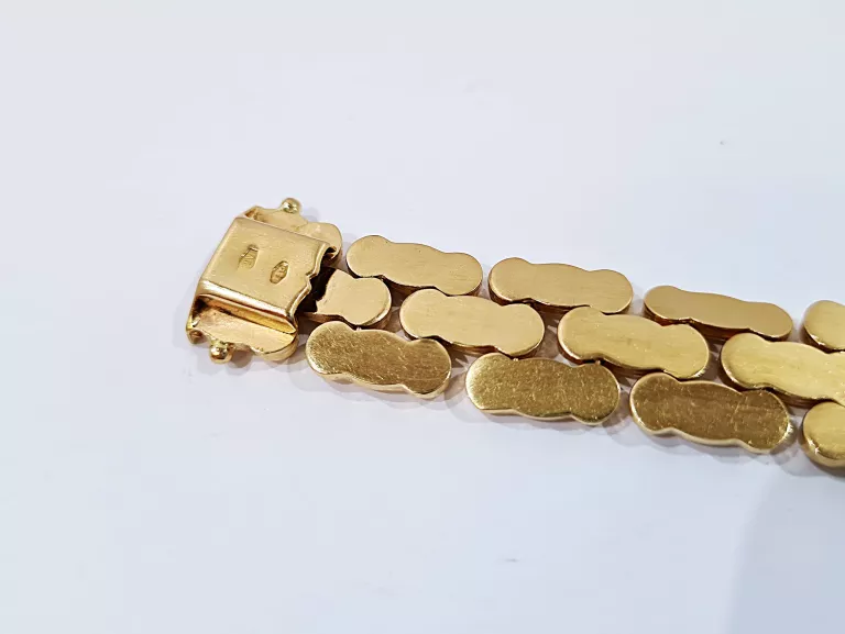 ZŁOTA BRANSOLETKA DUŻE OGNIWA PŁYTKI 750 18K 24,67G