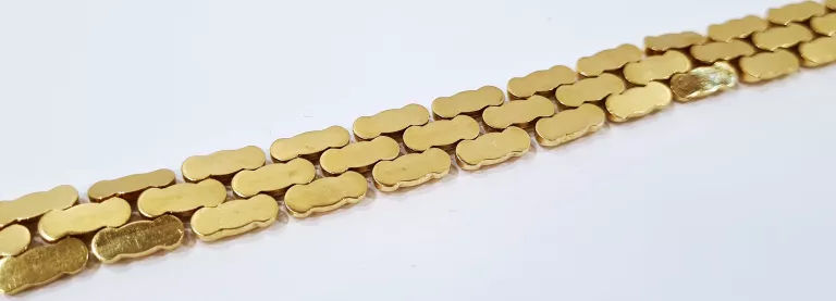 ZŁOTA BRANSOLETKA DUŻE OGNIWA PŁYTKI 750 18K 24,67G