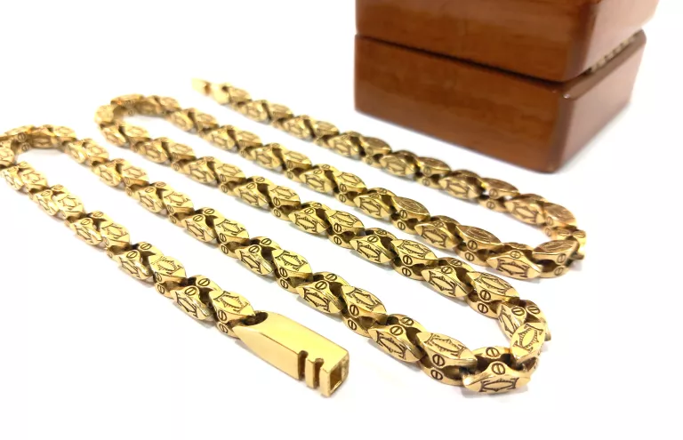 PIĘKNY ZŁOTY ŁAŃCUCH SPLOT CARTIER PR.585 DŁ.64CM