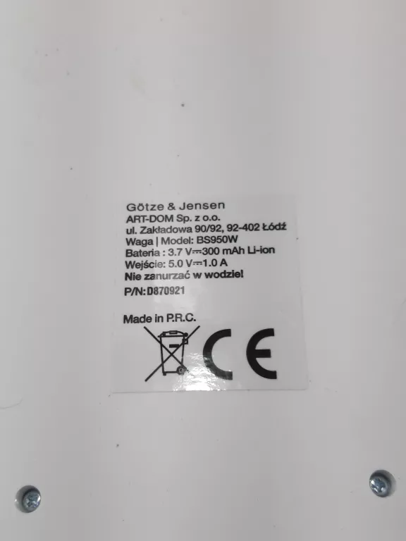 WAGA ŁAZIENKOWA GÖTZE & JENSEN BS950W