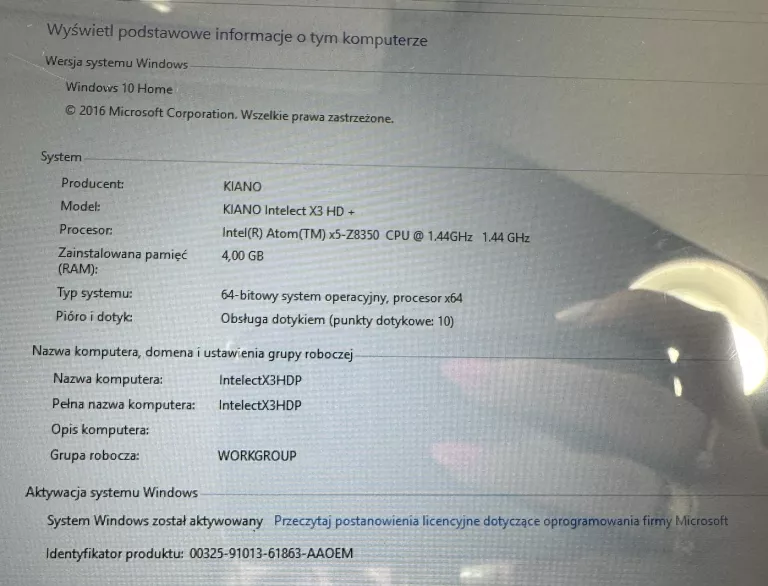 LAPTOP/TABLET 2W1 KIANO INTELECT X3 HD+ 32GB/4GB/WIN10H!