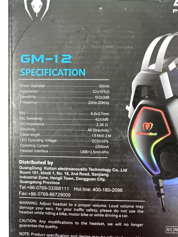SŁUCHAWKI NAUSZNE BEEXCELLENT GM-12 GAMING
