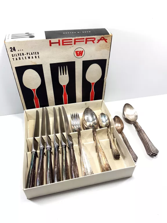 HEFRA WSCHODNI KOMPLET SZTUĆCE ŁYŻKI WIDELCE NOŻE ŁYŻECZKI SILVER-PLATED