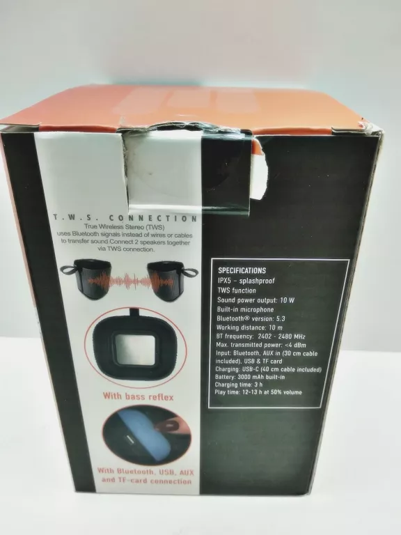 GŁOŚNIK BLUETOOTH SPLASH PROOF CUBE SPEAKER RS-300 10W