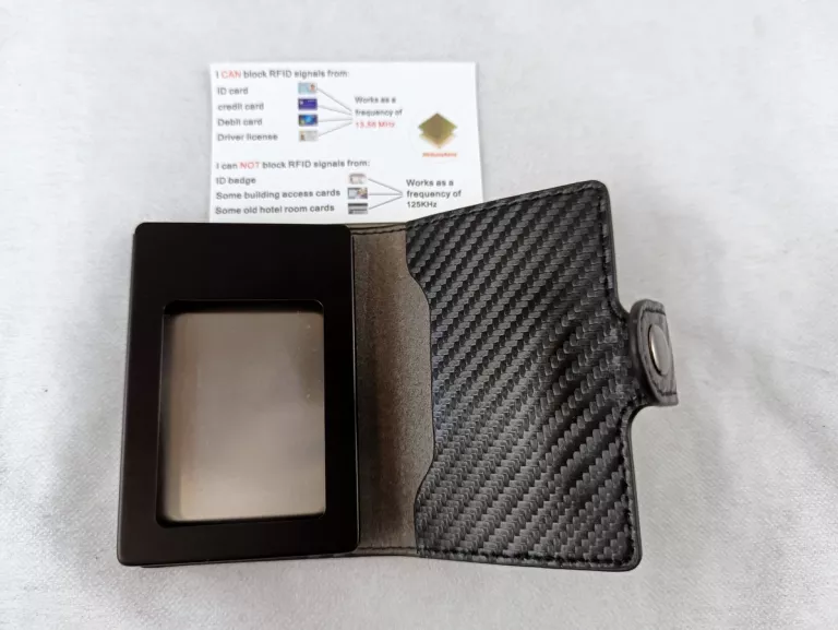 SKÓRZANY WIZYTOWNIK PORTFEL MĘSKI ETUI NA KARTY ANTYKRADZIEŻOWY CZARNY