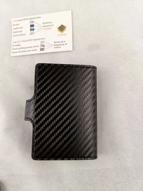 SKÓRZANY WIZYTOWNIK PORTFEL MĘSKI ETUI NA KARTY ANTYKRADZIEŻOWY CZARNY