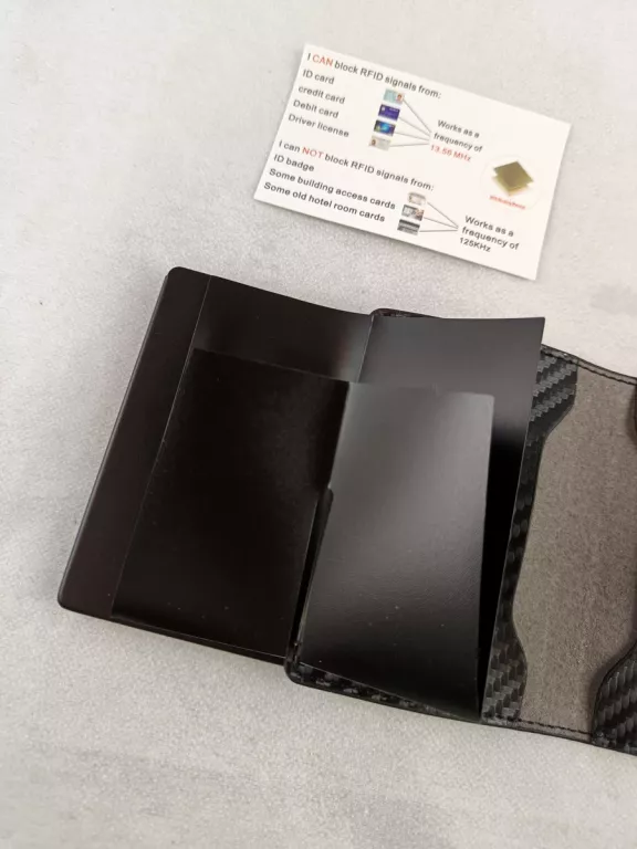 SKÓRZANY WIZYTOWNIK PORTFEL MĘSKI ETUI NA KARTY ANTYKRADZIEŻOWY CZARNY